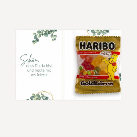 Gastgeschenk Mini Klappkarte "Eukalyptus Geometrie" Schön, dass Du da bist!