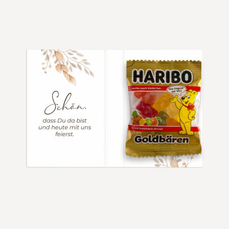 Gastgeschenk Mini Klappkarte "Trockengras" Schön, dass Du da bist!