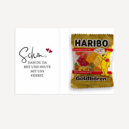 Gastgeschenk Mini Klappkarte "Kalligrafie" Schön, dass Du da bist!