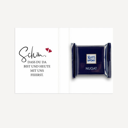 Gastgeschenk Mini Klappkarte "Kalligrafie" Schön, dass Du da bist!