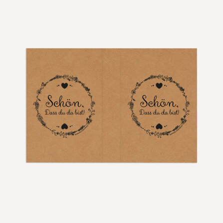 Gastgeschenk Mini Klappkarte "Vintage Natural" Schön, dass du da bist!