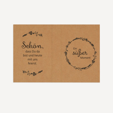 Gastgeschenk Mini Klappkarte "Vintage Natural" Schön, dass du da bist!