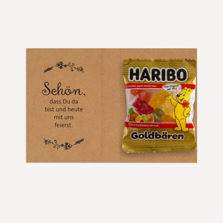 Gastgeschenk Mini Klappkarte "Vintage Natural" Schön, dass du da bist!