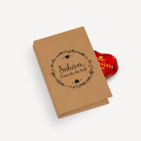 Gastgeschenk Mini Klappkarte "Vintage Natural" Schön, dass du da bist!