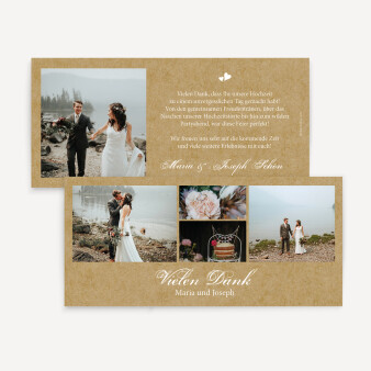 Dankeskarte Hochzeit Postkarte lang "mit Herz...