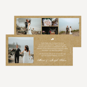 Dankeskarte Hochzeit Postkarte lang "mit Herz weiß"