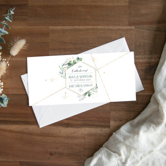Dankeskarte Hochzeit Klappkarte lang "Aquarell Eukalyptus Zweige"