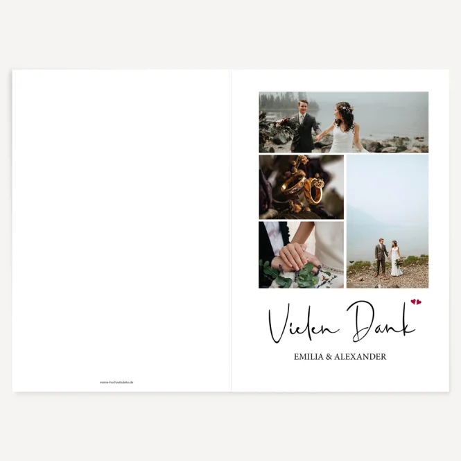 Dankeskarte Hochzeit Klappkarte "Kalligrafie"