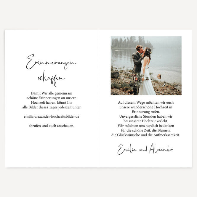 Dankeskarte Hochzeit "Kalligrafie" - Klappkarte kaufen