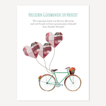 Geldgeschenk Hochzeit Fahrrad PDF-Datei als Download