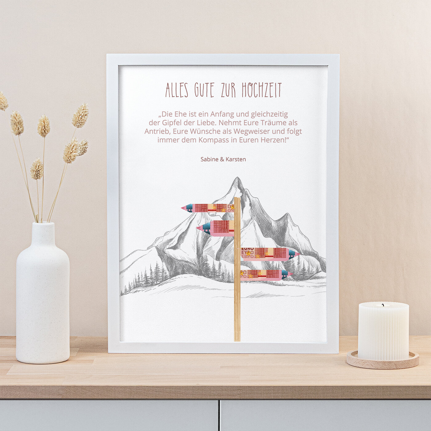 Hochzeitsgeschenk Geldbörse – Karte Mit Geldfach Für Das Brautpaar, 10 X 18 Cm