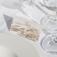 Tischkarte Hochzeit Ringe im Sand inkl. Namensdruck