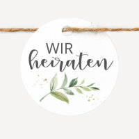 24 x Geschenkanhänger rund "Green Magic" WIR heiraten