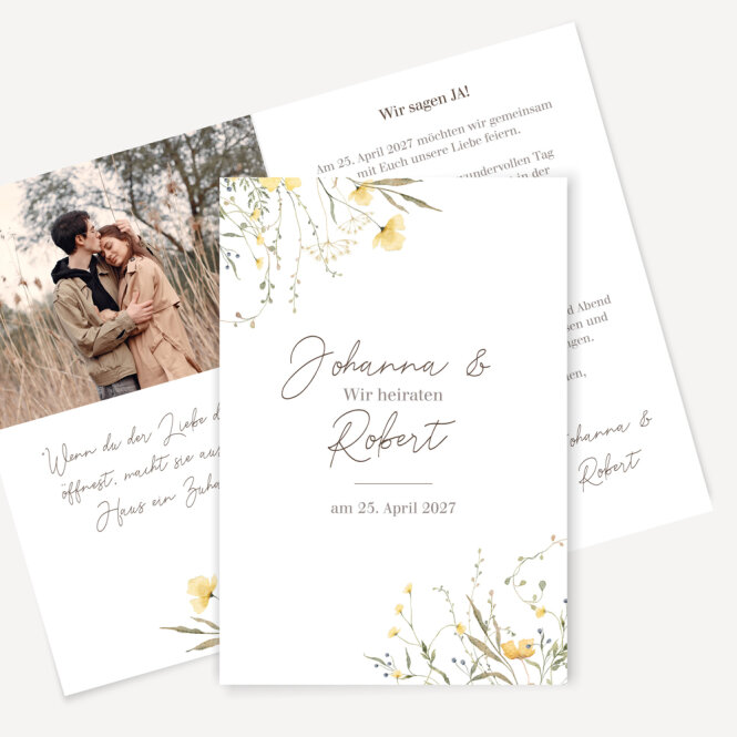 Hochzeitseinladung "Blütentraum gelb"