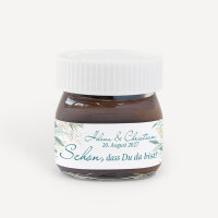Gastgeschenk Mini Nutella Glas mit Aufkleber "Botanical Greenery" online selbst gestalten