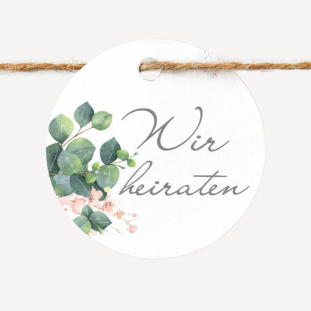 24 x Geschenkanhänger rund "Eukalyptus...