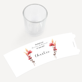 Tischkarte Windlicht "Trockenblumen Mohn" inkl. Glas