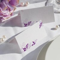 Tischkarte Hochzeit lila Ranken ohne Namen / Muster