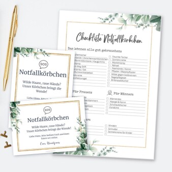 Notfallkörbchen Hochzeit: gratis Schild & Checkliste