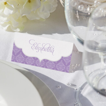 Tischkarte Hochzeit Beleziana lila inkl. Namensdruck