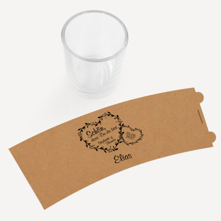 Tischkarte Windlicht "Herz Notiz" inkl. Glas & Personalisierung