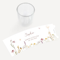 Tischkarte Windlicht "Wildromantische Blüten" inkl. Glas & Personalisierung