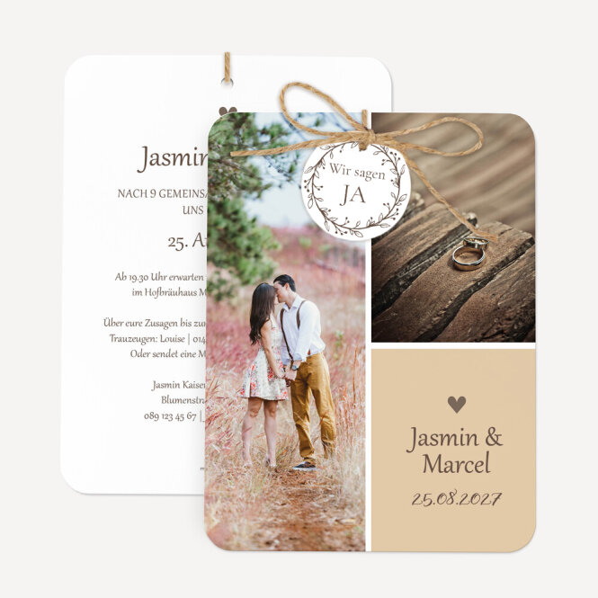 Hochzeitseinladung runde Ecken "Vintage Dreams"