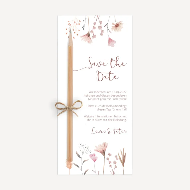 Save the Date Karte Hochzeit mit Bleistift "Wild...