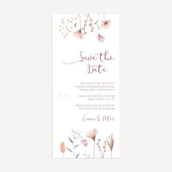 Save the Date Karte Hochzeit mit Bleistift "Wild Flowers"