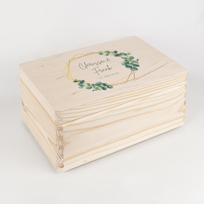 Erinnerungsbox Hochzeit "Eukalyptus Geometrie"