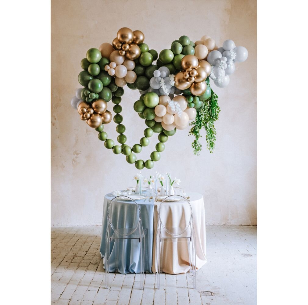 Ballon-Set Grün & Gold – 114 Stück Für Hochzeit, Party & Deko | Salbeigrün