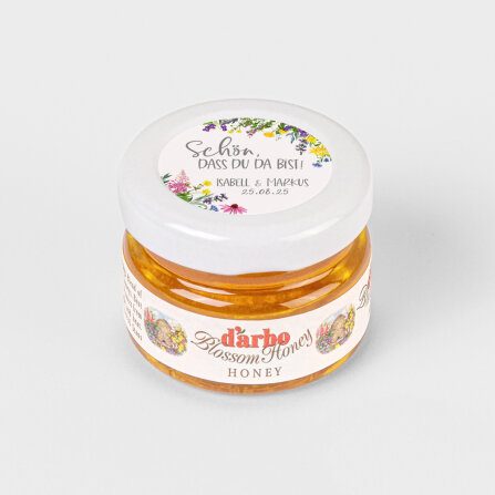 Gastgeschenk Blütenhonig mit Aufkleber...