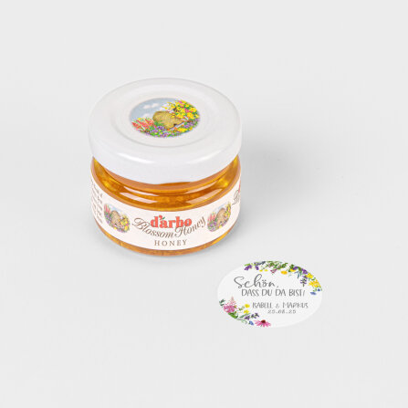 Gastgeschenk Blütenhonig mit Aufkleber "Wildblumen" online selbst gestalten