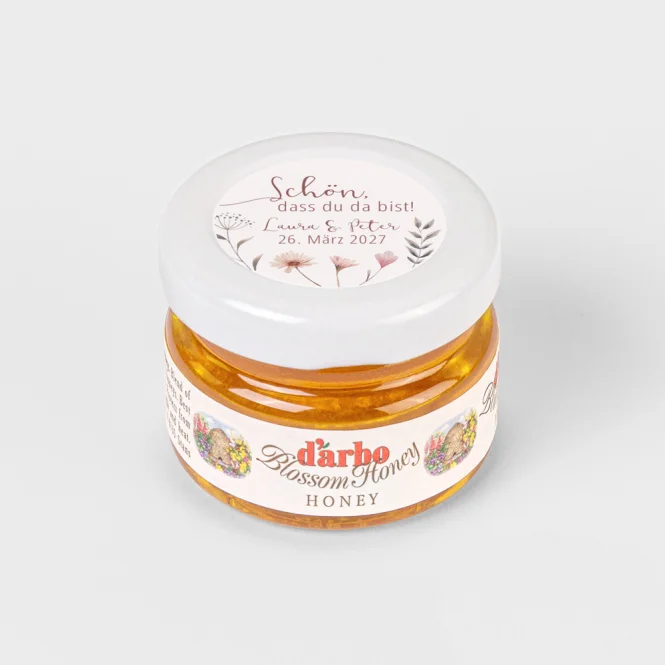 Gastgeschenk Blütenhonig mit Aufkleber "Wild...
