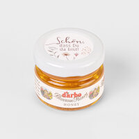 Gastgeschenk Blütenhonig mit Aufkleber "Wild Flowers" Schön, dass Du da bist!