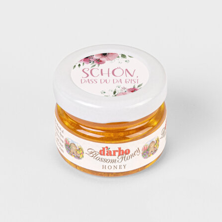 Gastgeschenk Blütenhonig mit Aufkleber...