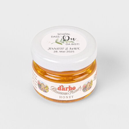 Gastgeschenk Blütenhonig mit Aufkleber "Green...