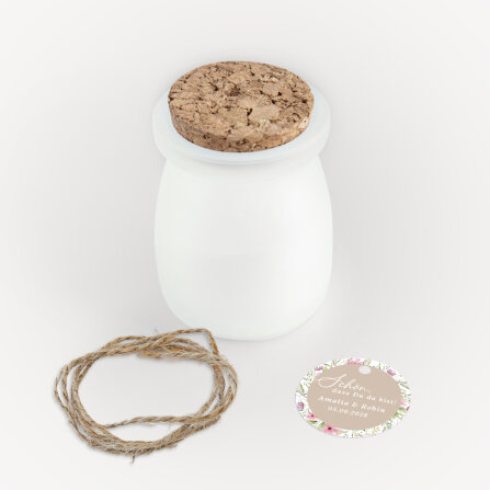 Duftkerze Vanille mit Korkdeckel + Anhänger "Blooming Romance" online selbst gestalten