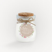 Duftkerze Vanille mit Korkdeckel + Anhänger "Blooming Romance" online selbst gestalten