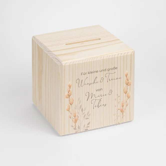Personalisierte Spardose Hochzeit "Trockengras"