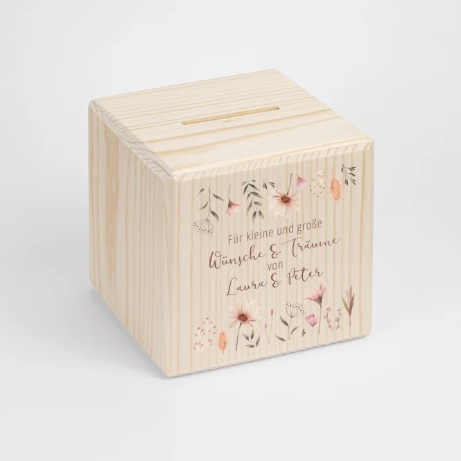 Personalisierte Spardose Hochzeit "Wild Flowers"