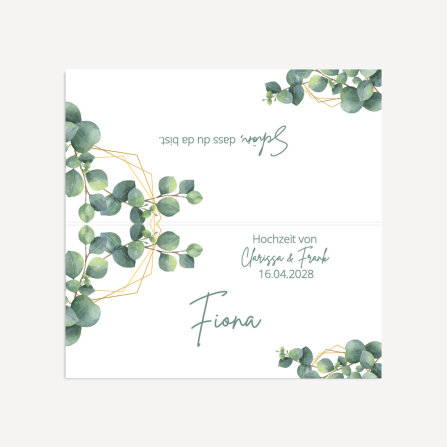 Tischkarte Hochzeit Aufsteller "Eukalyptus Geometrie" inkl. Namensdruck