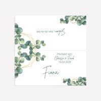 Tischkarte Hochzeit Aufsteller "Eukalyptus Geometrie" inkl. Namensdruck