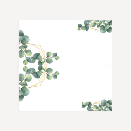 Tischkarte Hochzeit Aufsteller "Eukalyptus Geometrie" Muster / ohne Namen