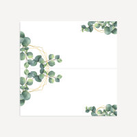 Tischkarte Hochzeit Aufsteller "Eukalyptus Geometrie" Muster / ohne Namen