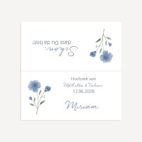 Tischkarte Hochzeit Aufsteller "Blaue Blüten" inkl. Namensdruck