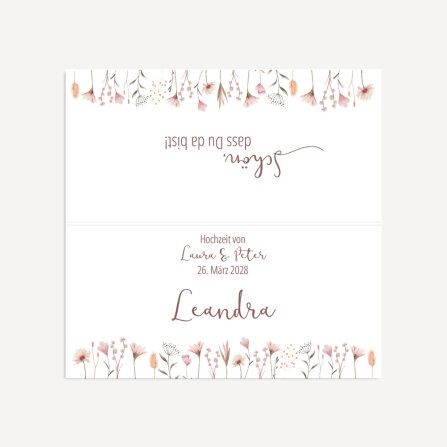 Tischkarte Hochzeit Aufsteller "Wild Flowers" inkl. Namensdruck