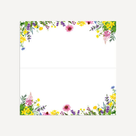 Tischkarte Hochzeit Aufsteller "Wildblumen" Muster / ohne Namen