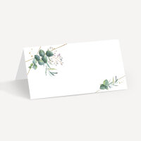 Tischkarte Hochzeit Aufsteller "Aquarell Eukalyptus Zweige" Muster / ohne Namen
