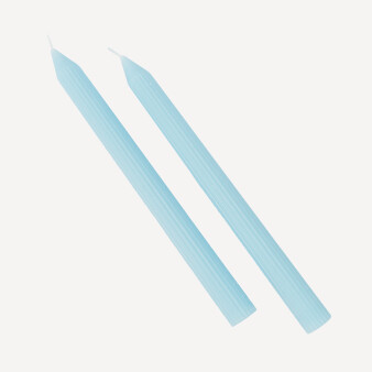 2er Set Stabkerzen mit Rillen hellblau 25 cm